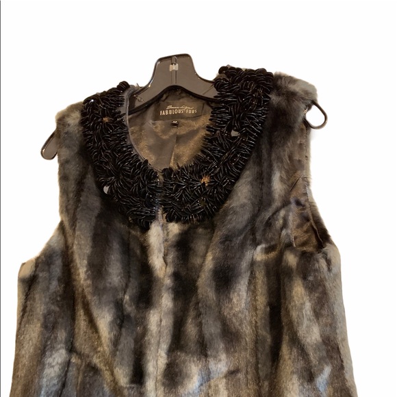 Fabulous Furs Jackets & Blazers - Fabulous Furs faux mink vest with sequins NWOT